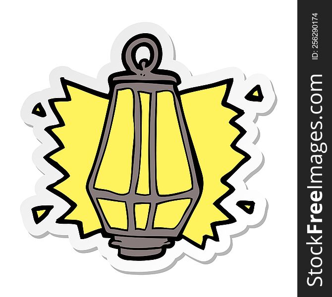 sticker of a cartoon lantern shining