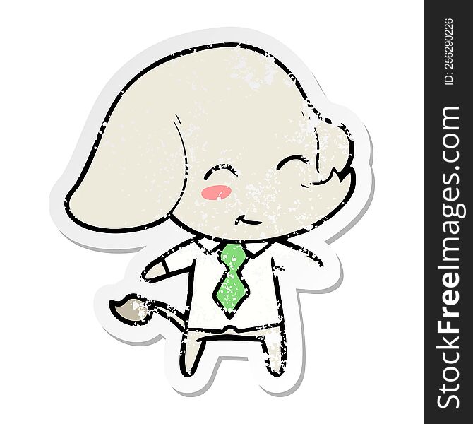 distressed sticker of a cute cartoon boss elephant