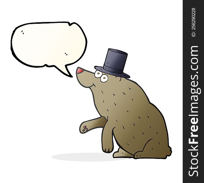 Speech Bubble Cartoon Bear In Top Hat