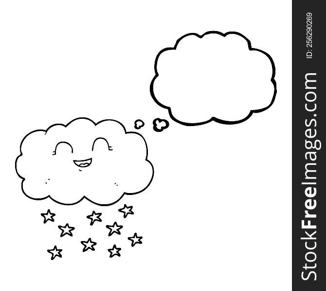 freehand drawn thought bubble cartoon cloud snowing