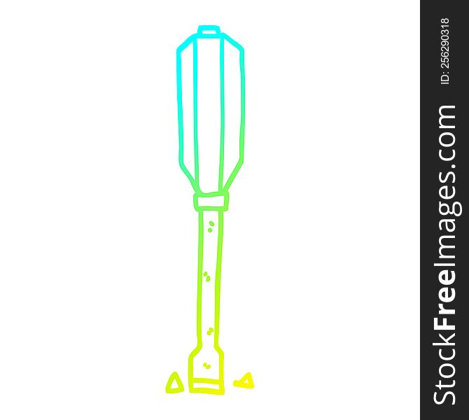 cold gradient line drawing of a cartoon screwdriver