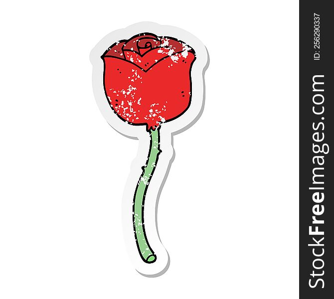 Distressed Sticker Of A Cartoon Rose
