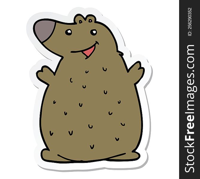Sticker Of A Cartoon Happy Bear