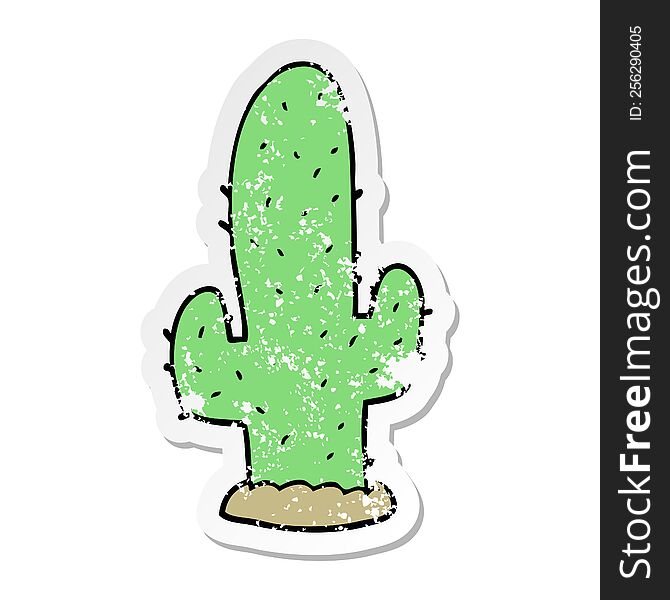 Distressed Sticker Of A Cartoon Cactus