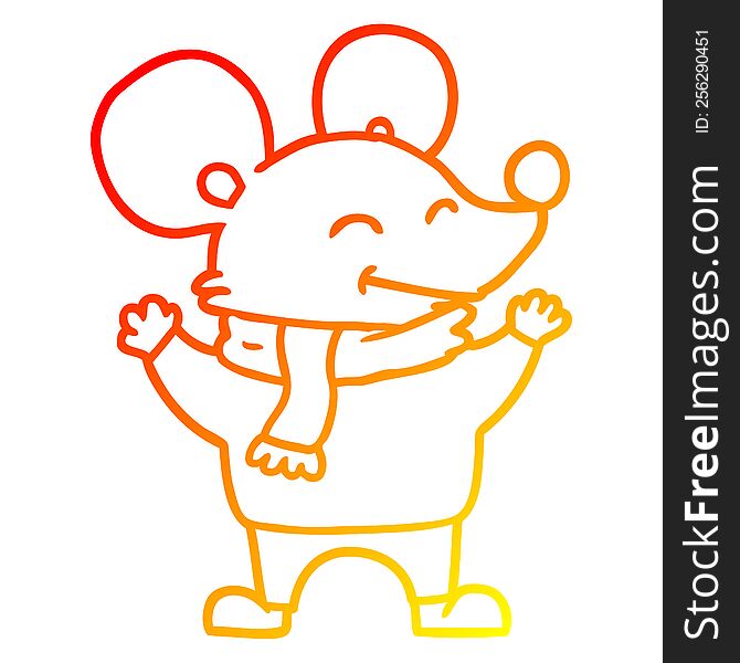 Warm Gradient Line Drawing Cartoon Mouse