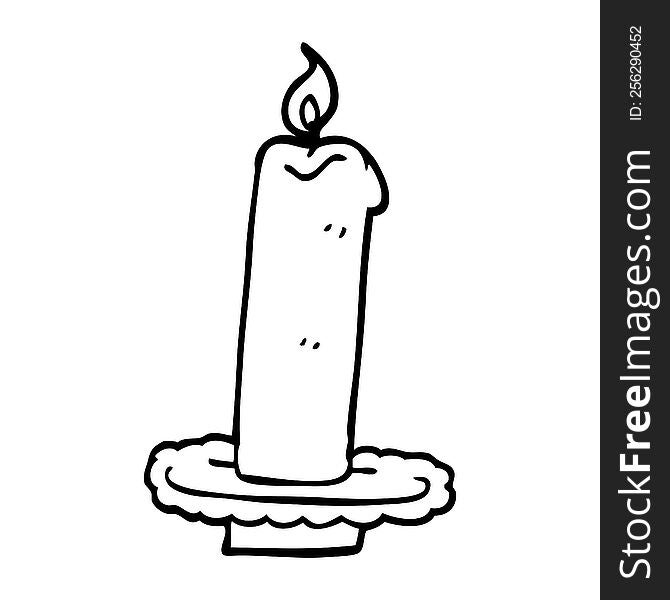 line drawing cartoon burning halloween candle