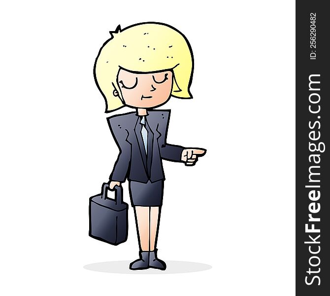 cartoon businesswoman pointing