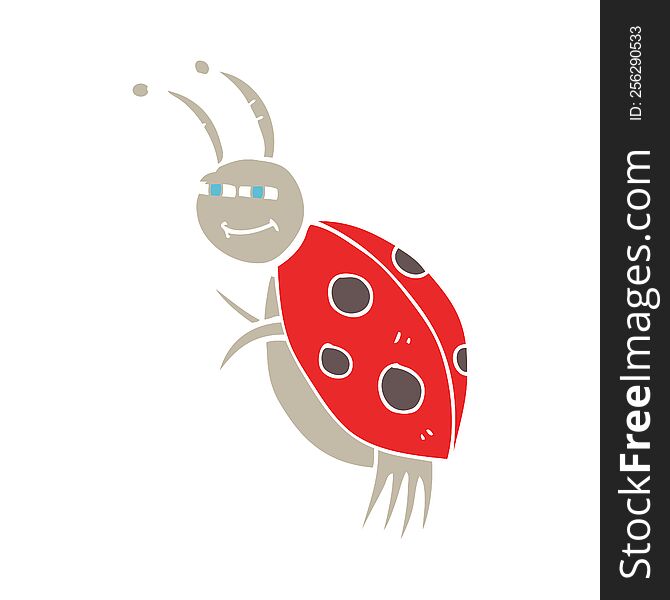 Flat Color Illustration Of A Cartoon Ladybug