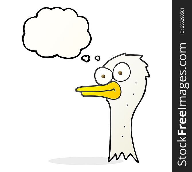 freehand drawn thought bubble cartoon ostrich head