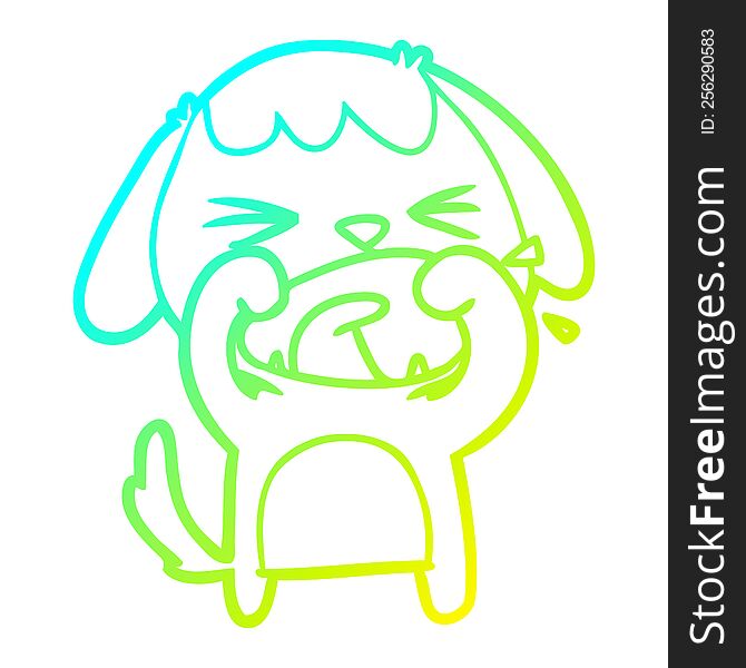 Cold Gradient Line Drawing Cute Cartoon Dog Barking