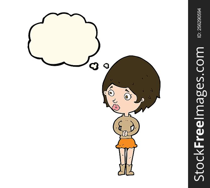 cartoon concerned woman with thought bubble