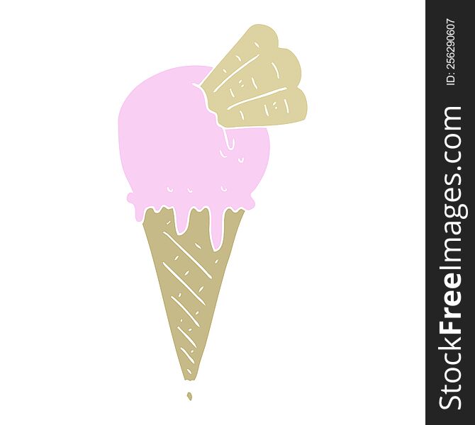 flat color illustration of ice cream cone. flat color illustration of ice cream cone