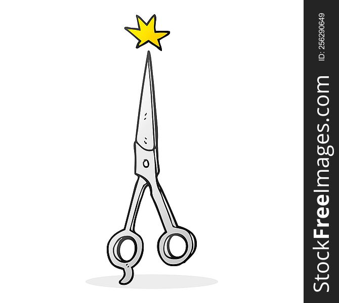 freehand drawn cartoon barber scissors