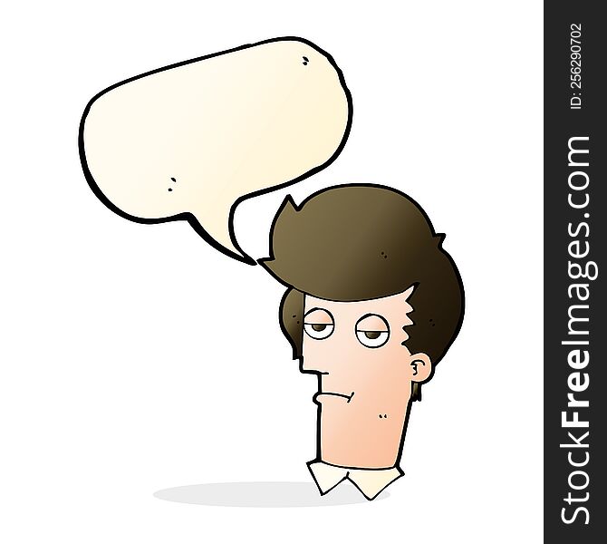 Cartoon Bored Man With Speech Bubble