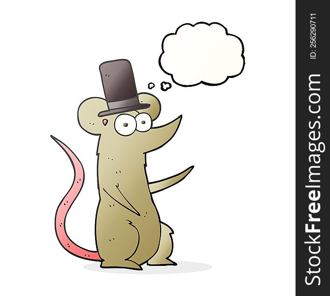 Thought Bubble Cartoon Mouse Wearing Top Hat