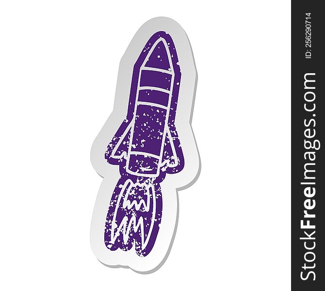 Distressed Old Sticker Of A Space Rocket