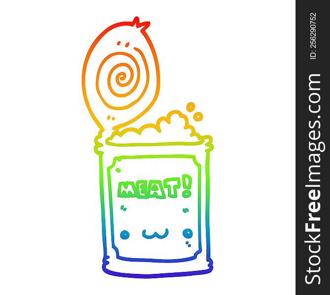 Rainbow Gradient Line Drawing Cartoon Canned Food