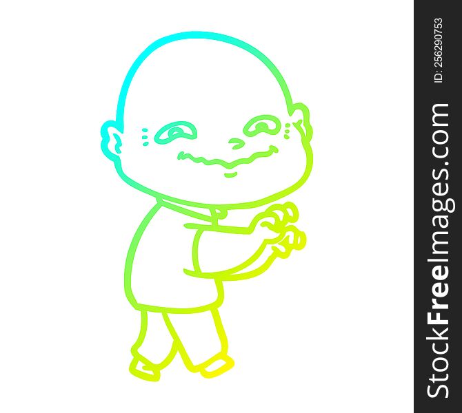 Cold Gradient Line Drawing Cartoon Creepy Guy