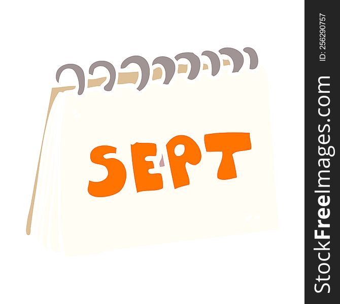 Cartoon Doodle Calendar Showing Month Of September