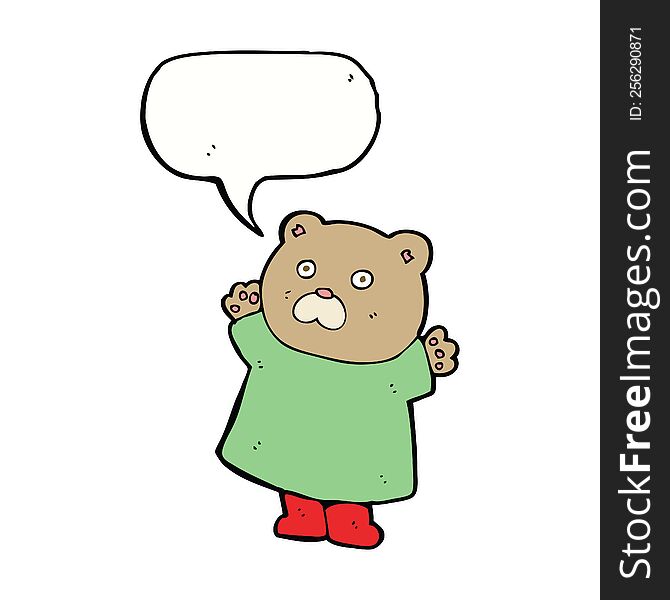 Funny Cartoon Bear With Speech Bubble
