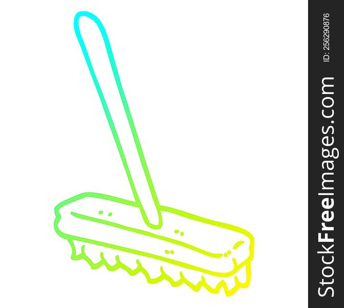 cold gradient line drawing of a cartoon sweeping brush