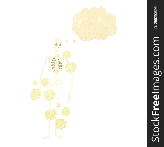 Cartoon Dusty Old Skeleton With Thought Bubble