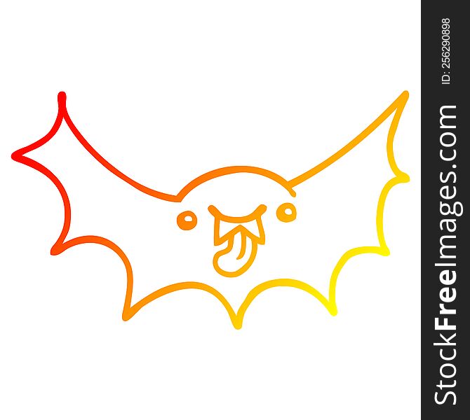 Warm Gradient Line Drawing Cartoon Vampire Bat