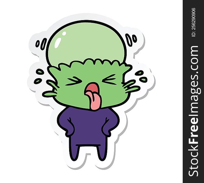 Sticker Of A Weird Cartoon Alien