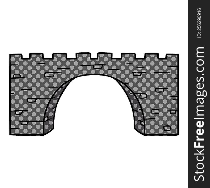 hand drawn cartoon doodle of a stone bridge