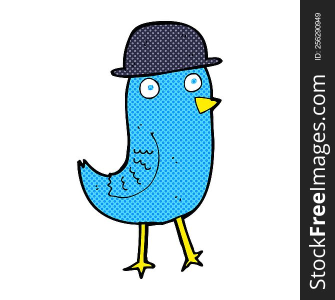 Cartoon Bluebird Wearing Hat