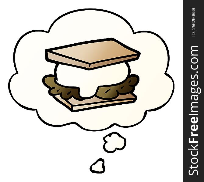 Smore Cartoon And Thought Bubble In Smooth Gradient Style