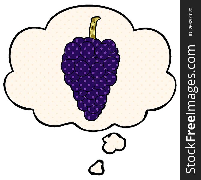 Cartoon Grapes And Thought Bubble In Comic Book Style