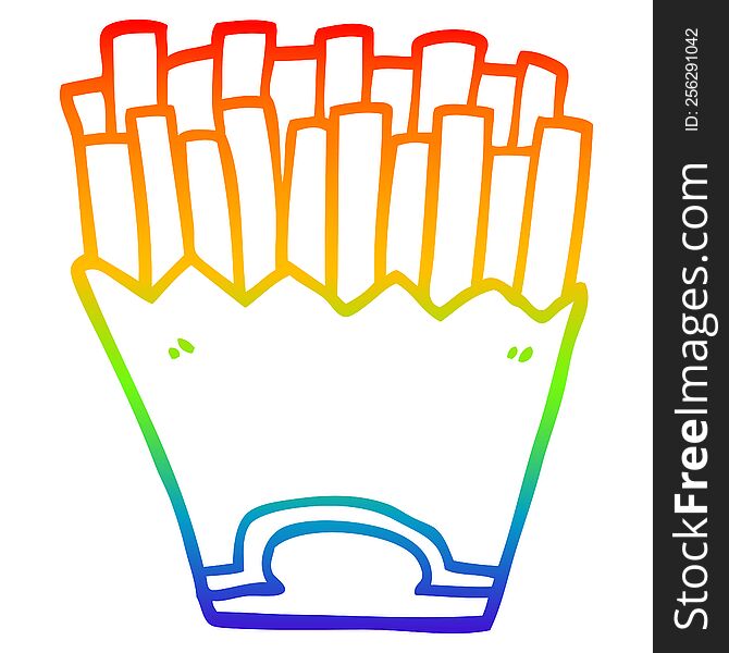 rainbow gradient line drawing of a cartoon french fries