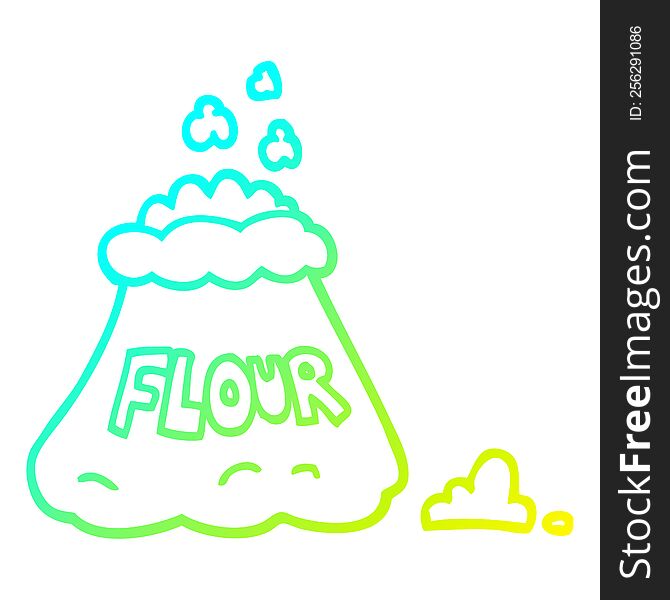 cold gradient line drawing of a cartoon bag of flour