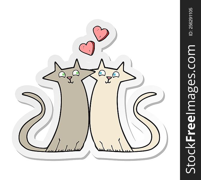 sticker of a cartoon cats in love
