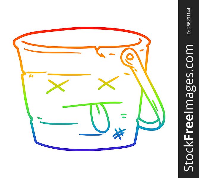rainbow gradient line drawing of a kicked the bucket cartoon