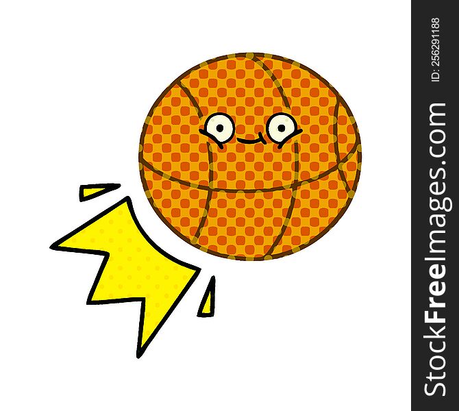 Comic Book Style Cartoon Basketball