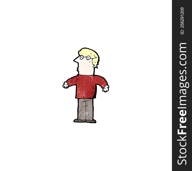 cartoon blond man shrugging shoulders