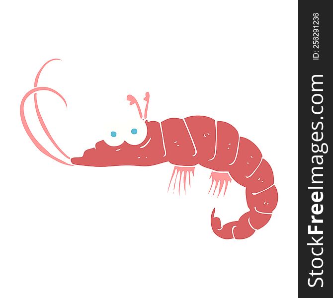 flat color illustration of shrimp. flat color illustration of shrimp