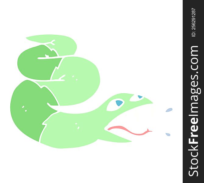 flat color illustration cartoon hissing snake