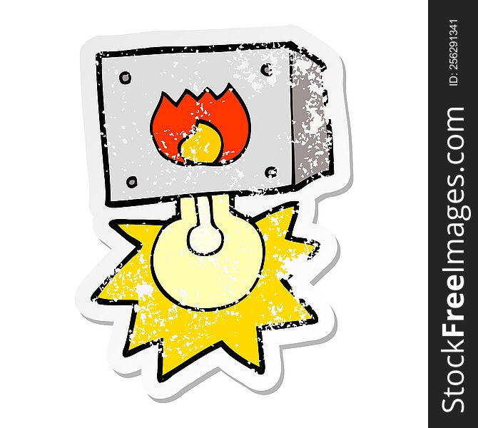 distressed sticker of a cartoon flashing fire warning light