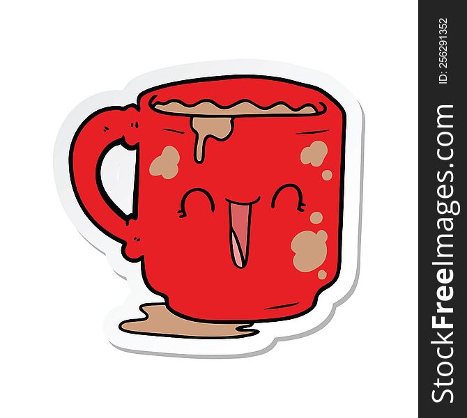 sticker of a cartoon dirty office mug