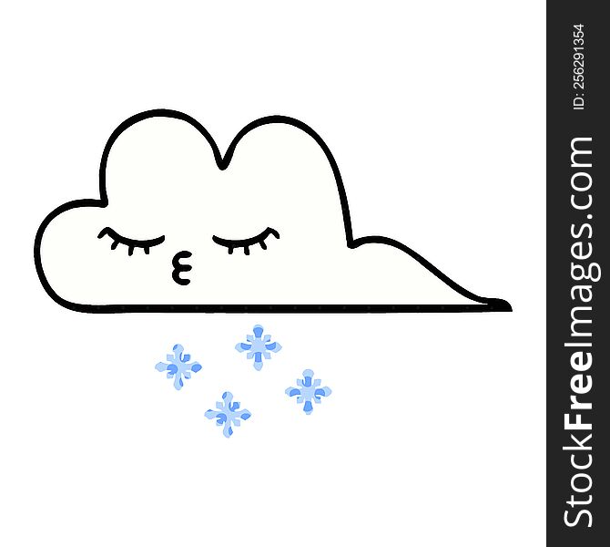Comic Book Style Cartoon Snow Cloud