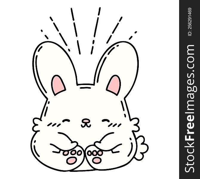 Traditional Tattoo Style Happy Rabbit