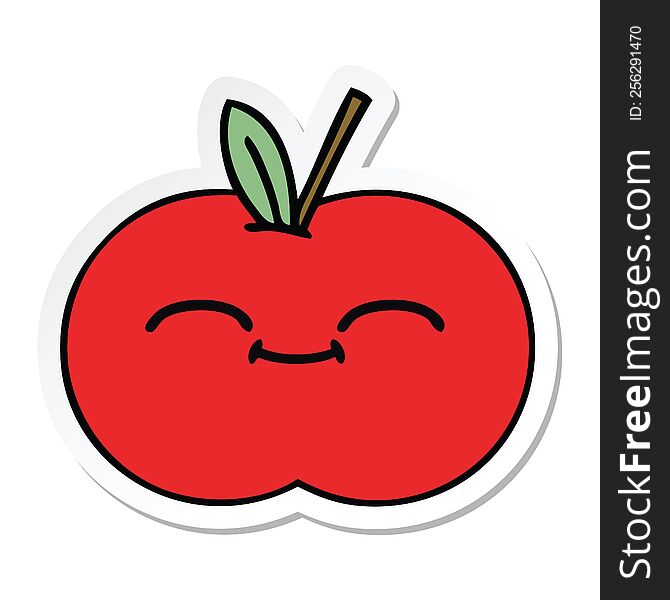 sticker of a cute cartoon red apple