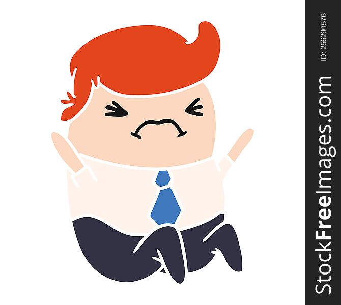 cartoon illustration of an angry kawaii business man. cartoon illustration of an angry kawaii business man
