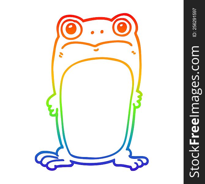 Rainbow Gradient Line Drawing Cartoon Staring Frog