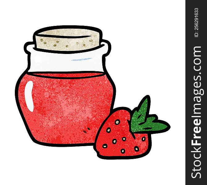 cartoon jar of strawberry jam. cartoon jar of strawberry jam