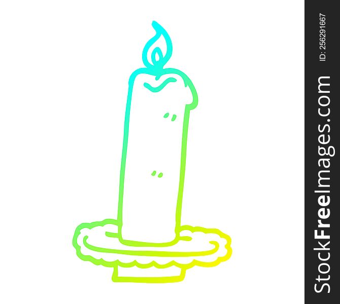 cold gradient line drawing of a cartoon burning halloween candle