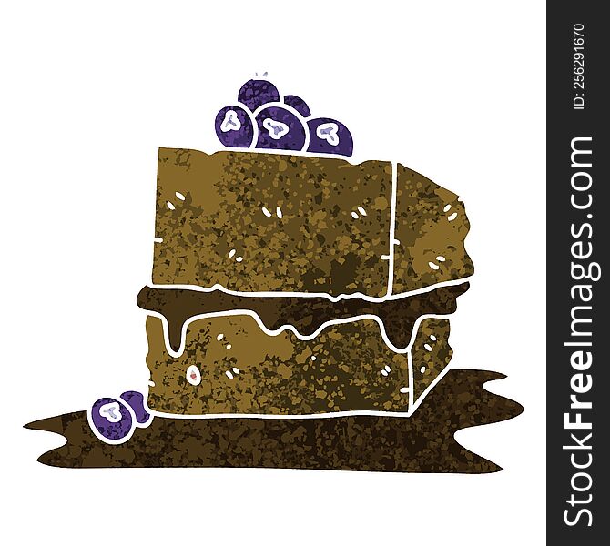 Quirky Retro Illustration Style Cartoon Chocolate Cake